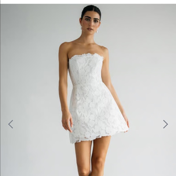 Jenny Yoo Dresses & Skirts - Jenny Yoo Strapless White Lace Mini Dress